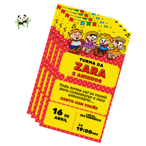 CONVITE IMPRESSO TURMA DA MONICA ARRAIAL